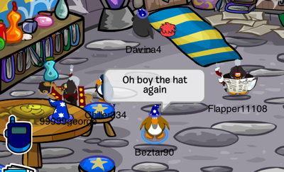 blue wizard hat in Club Penguin